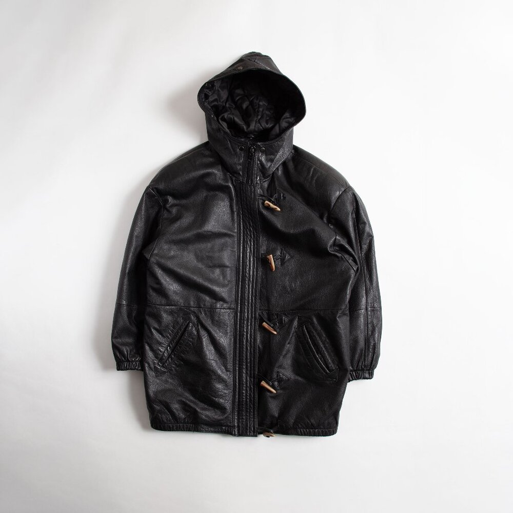 Vintage 90s Jacqueline Ferrar Women's Leather Duffle Parka Jacket